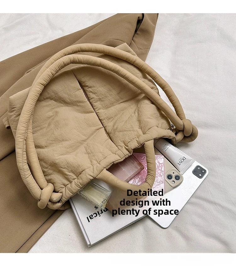 Women's Casual Single-shoulder Bag Large Capacity Nylon Backpack Women's Down Cotton Winter Tote Bag Portable Makeup Handbag