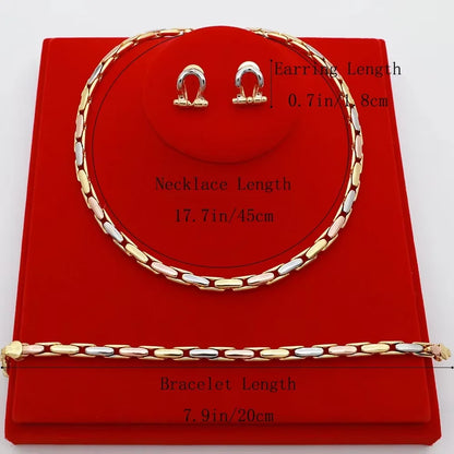 High Grade African Jewelry Women Necklace Bracelet Moderate Size Copper Earring Neck Chain 45CM Hip Hop Wholesale Accessories