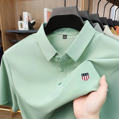 New Polo Shirt For Man Summer Short Sleeves Lapel Printing Trend Brand T-Shirt Business Leisure Ventilate Versatile Men's Wear