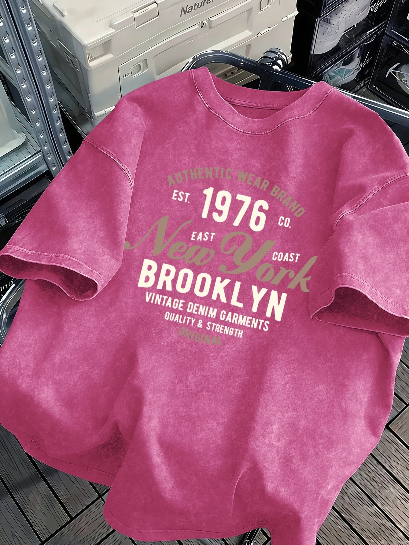 New York Brooklyn Est 1976 Washed Mens T-Shirt Cotton All-Match O-Neck T Shirts Retro Unisex Fashion Tee Loose Soft Short Sleeve