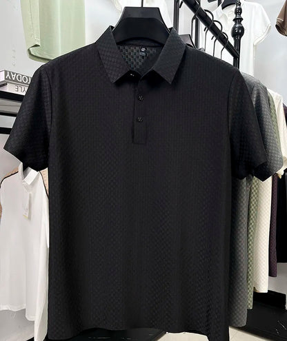 Seamless Polo Shirt - Short Sleeve Ice Silk Feel Nordic Style Soft & Comfortable Summer Wear Men's Golf Shirt