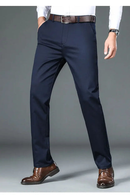 Fiber Men's Casual Pants Anti-wrinkle Comfortable Baggy Straight Business Formal Trousers Male Brand Clothing