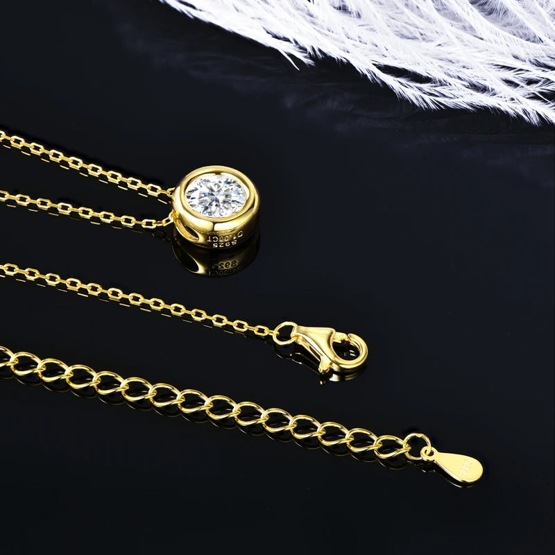 Real 3ctw. D Color Moissanite Jewelry Set 925 Silver 18k Gold Plated Pendant Necklace Stud Earrings Set for Women Men Gift