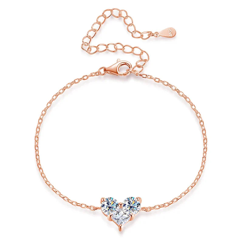3 Gems Moissanite Bracelet for Women Men Adjustable Chain S925 Sterling Silver Jewelry Lab Diamond Couples Birthday Gifts