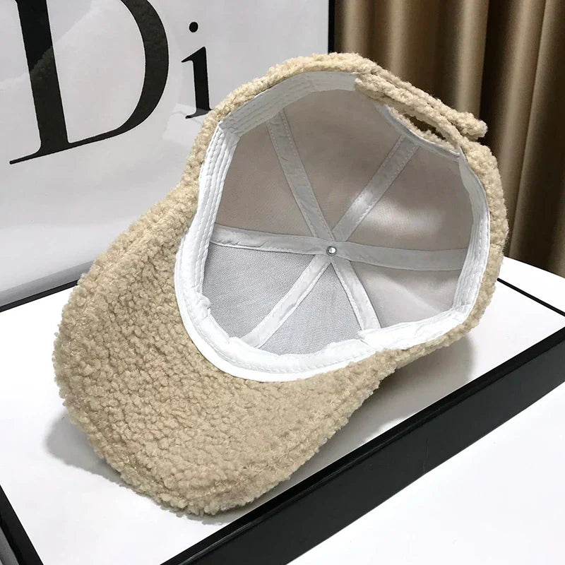 Winter Hats For Women Baseball Caps Plush Thickened Warm Baseball Cap Female Casual Solid Color Fashion Design Outdoor