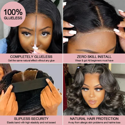 13x6 Glueless HD Lace Front Wig Body Wave Brazilian Human Hair Pre Cut Lace Short Bob Pre Plucked For Black Women Ready To Wear