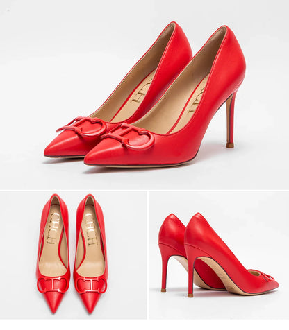 Woman shoes  High Heels New Pointed Metal Buckle Party Carnival Women's Shoes 9cm