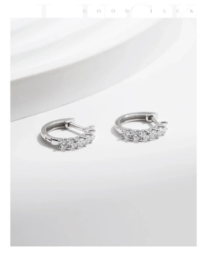 D Color Moissanite Small Hoop Earrings 925 Sterling Silver Hollow Sparkling Ear Buckles For Women Wedding Fine Jewelry