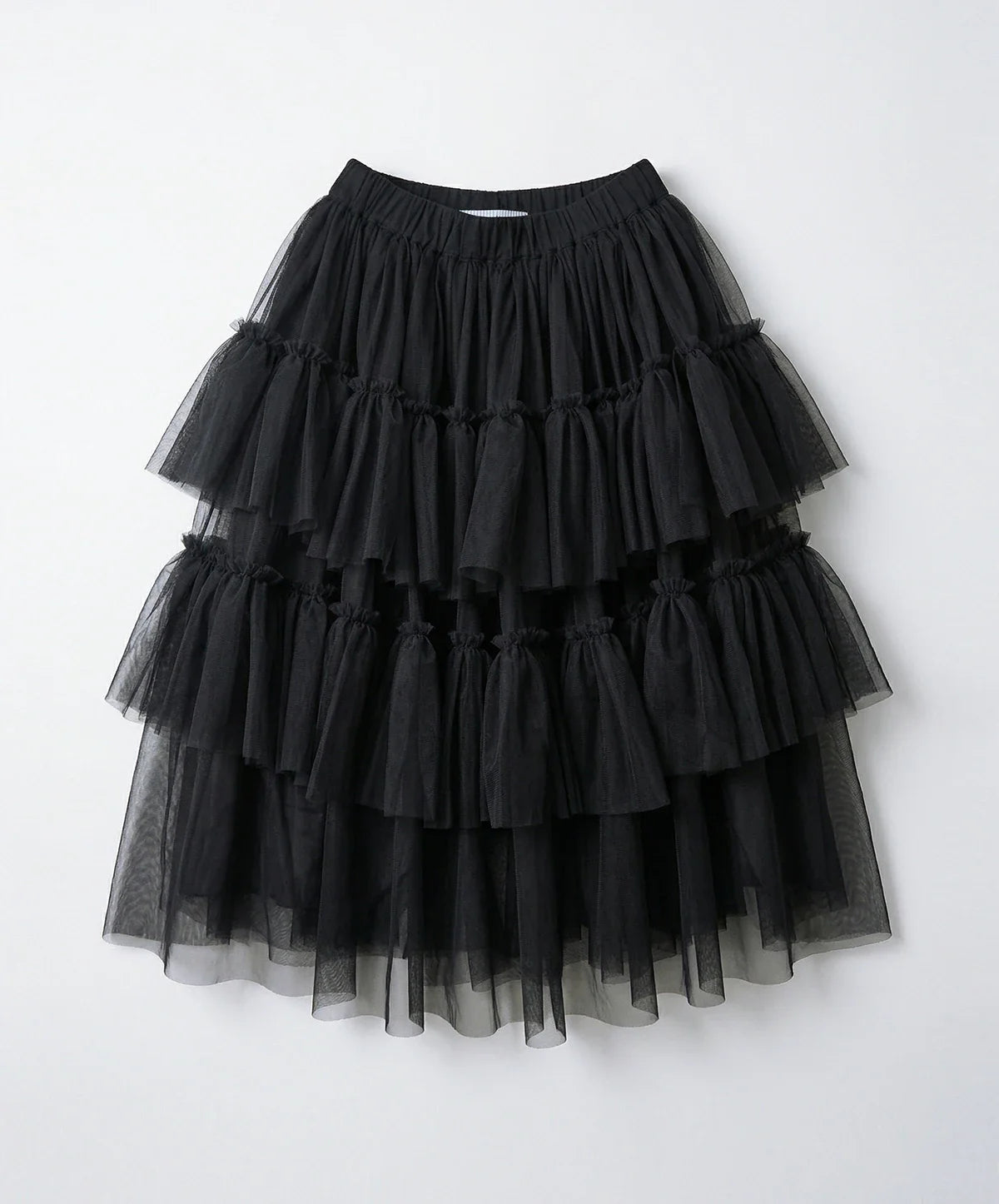 Forest style black cake skirt imakokoni spring Japanese mesh high waist mid length A-line skirt for women 265434