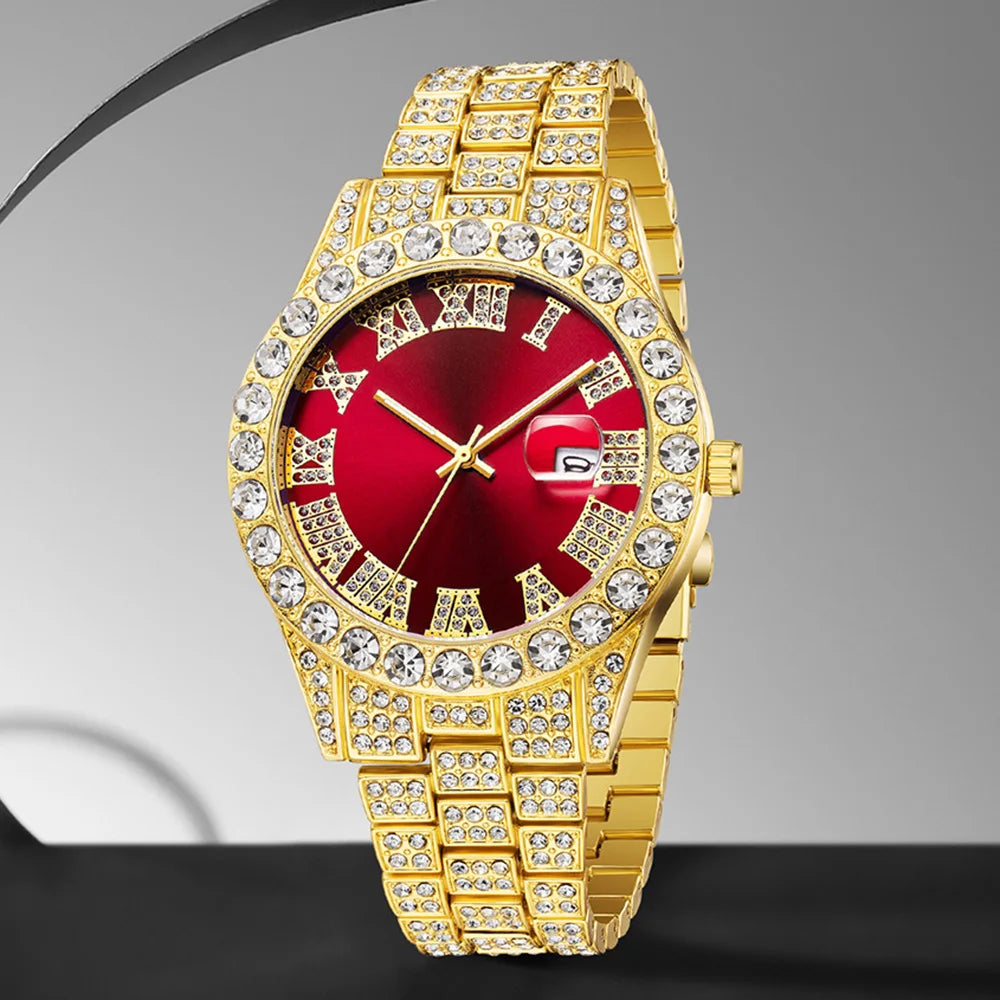 1PCS Women's Luxury Watch Set Trendy Luxury with Calendar and Water Diamond Quartz Watch Suitable for Daily Clothing Matching