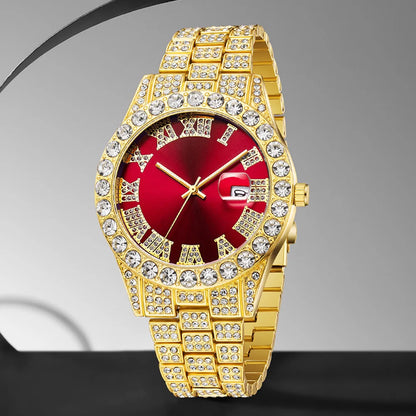 1PCS Women's Luxury Watch Set Trendy Luxury with Calendar and Water Diamond Quartz Watch Suitable for Daily Clothing Matching