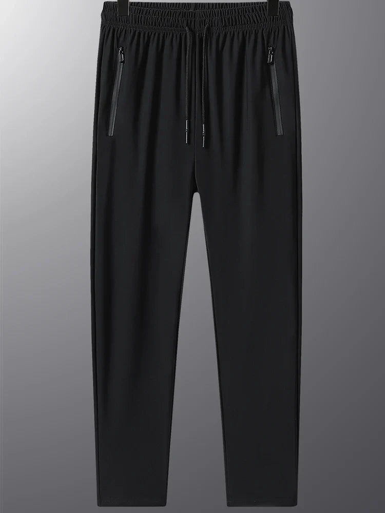 Summer Ice Silk Men Quick Drying Breathable Casual Pants Comfortable Loose Large Size High Elastic Outdoor Running Sports Pants