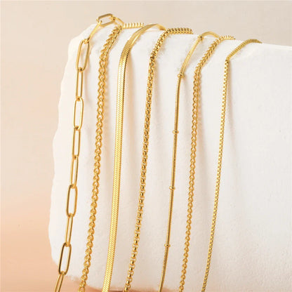 Stainless Steel Gold Color Chain Necklace Women Minimalist Cuban Paperclip Twisted Snake Chain Fashion Jewelry Wholesale