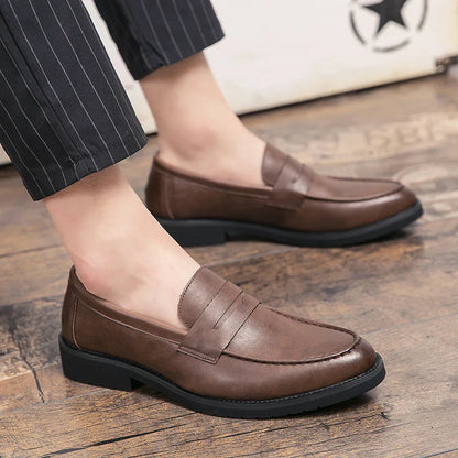 Classic Men's Dress Shoes Office Formal Leather Shoes High Quality Brogues Casual Business Shoes For Men Social Party Loafers