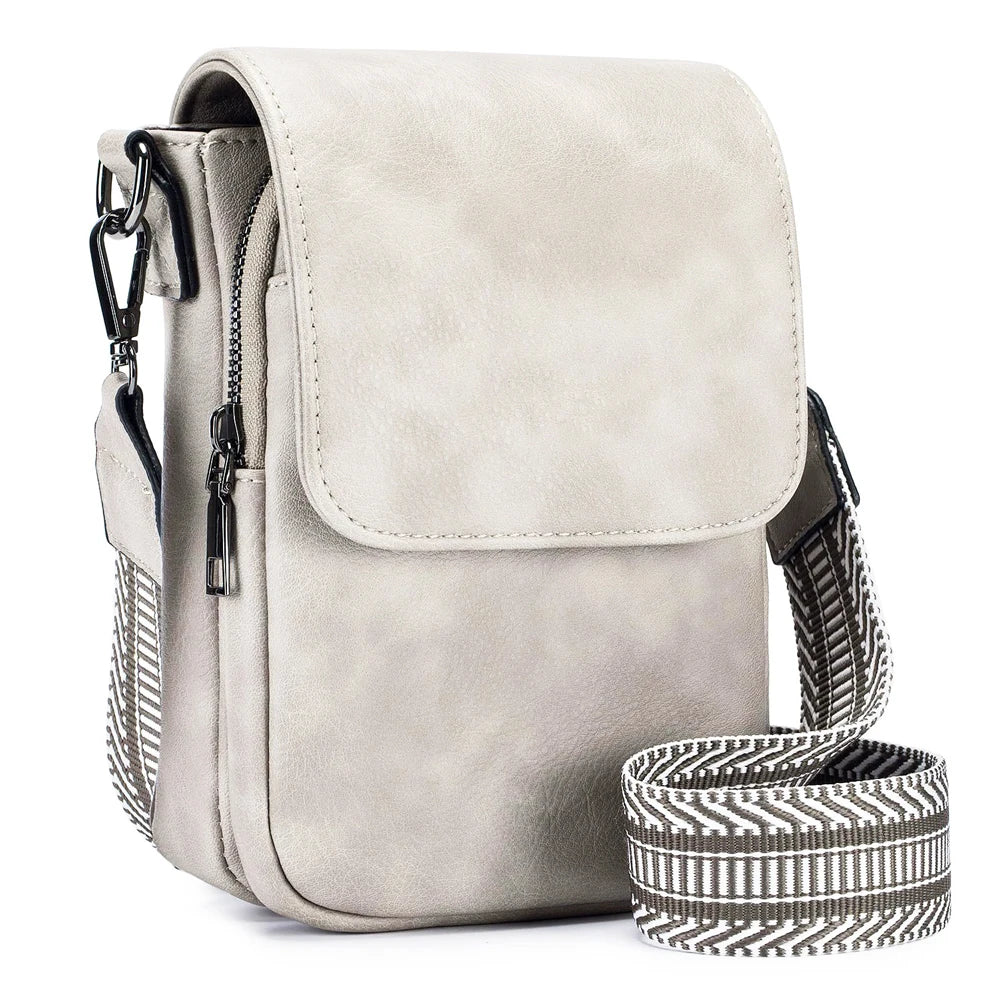 Fashionable New Retro Pu Leather Women's Wide Shoulder Strap Single Shoulder Crossbody Bag with Lid Small Square Bag