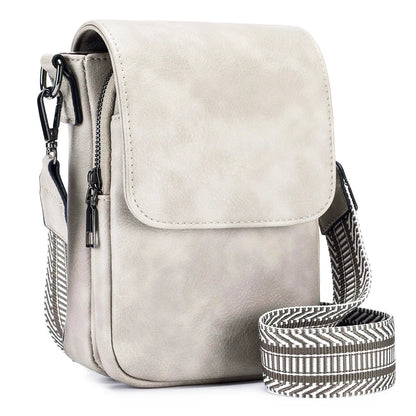 Fashionable New Retro Pu Leather Women's Wide Shoulder Strap Single Shoulder Crossbody Bag with Lid Small Square Bag
