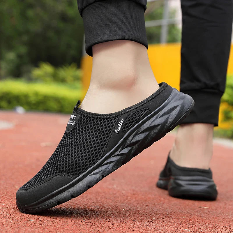 Casual Shoes Men Summer Half Shoes Slippers Slides Slip on Shoes Men Mesh Breathable Soft Comfortable Slippers for Men