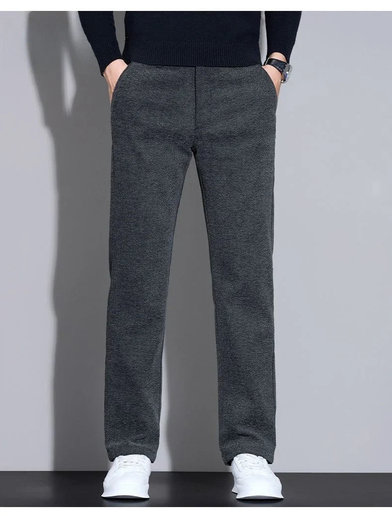 Men's Loose Casual Pants Autumn and Winter New Fashion Pocket Wide-leg Business Pants Comfortable Elastic Waist Stretch Pants