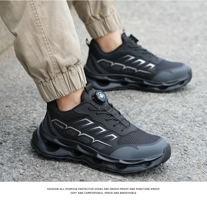 Fashion Steel Toe shoes Work Sneakers Safety Shoes Men Rotating button Protection Shoes Puncture-Proof Indestructible shoes