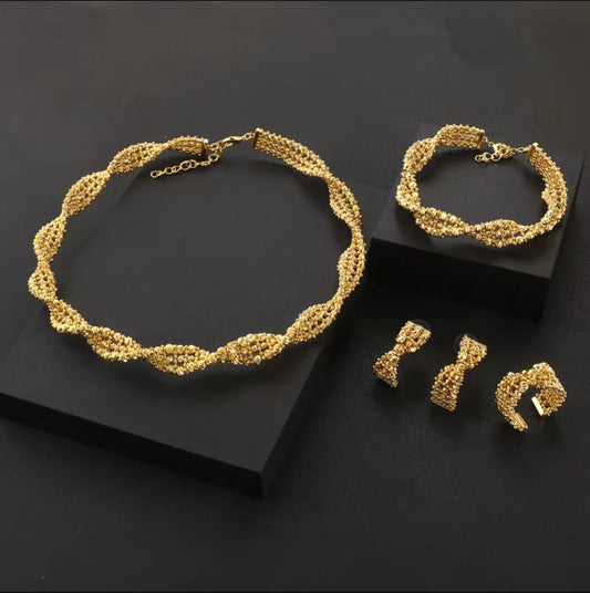 4pcs Bridal Zirconia Full Jewelry Sets For Women Party, Luxury Dubai Nigeria CZ Crystal Wedding Jewelry Sets