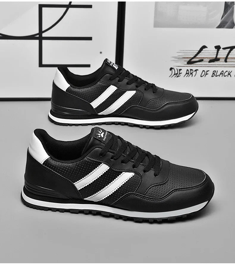High Quality Men's Vulcanized Sneakers Leather Casual Shoes Breathable Mesh Men Tennis Shoes Male Flat Shoe Zapatillas Hombre