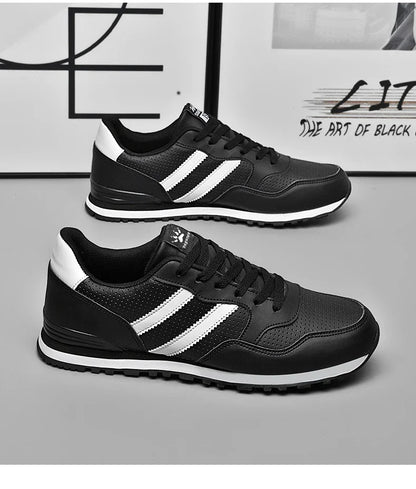 High Quality Men's Vulcanized Sneakers Leather Casual Shoes Breathable Mesh Men Tennis Shoes Male Flat Shoe Zapatillas Hombre