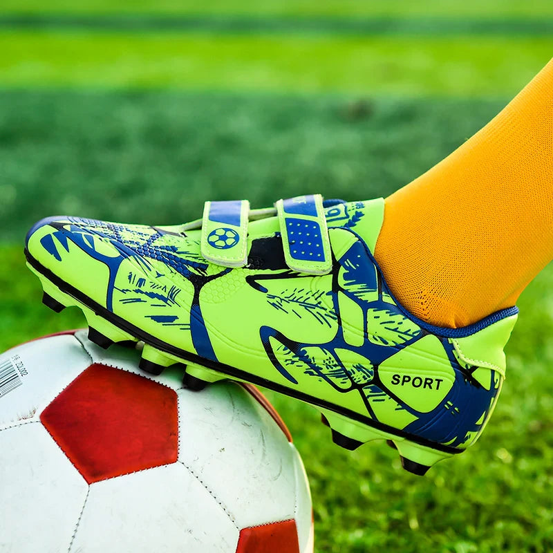 Kids Soccer Shoes HOOK&LOOP Football Sports Shoes Boy Outdoor Non-Slip Training Shoes Child Lightweight Children's Soccer Cleats