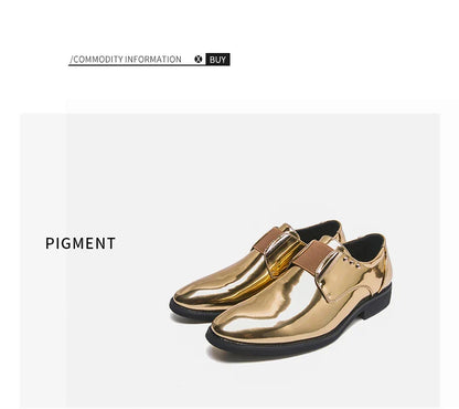 Fashion New Mens Charm Gold Patent Leather Business Office Shoes Designer Brand Loafers Formal Wedding Dress Homecoming Footwear