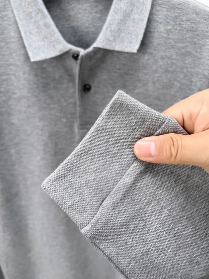 100% Cotton Polo Shirt, Four Seasons Universal  Leisure Long Sleeve, Breathable Lapels T-shirt, Perfect for Golf Sports Durable