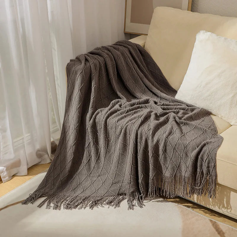 Aesthetic Nordic Plaid Knitted Throw Thread Blankets on the Bed Sofa Throw Travel TV Nap Blankets Soft Towel Bed Plaid Tapestry