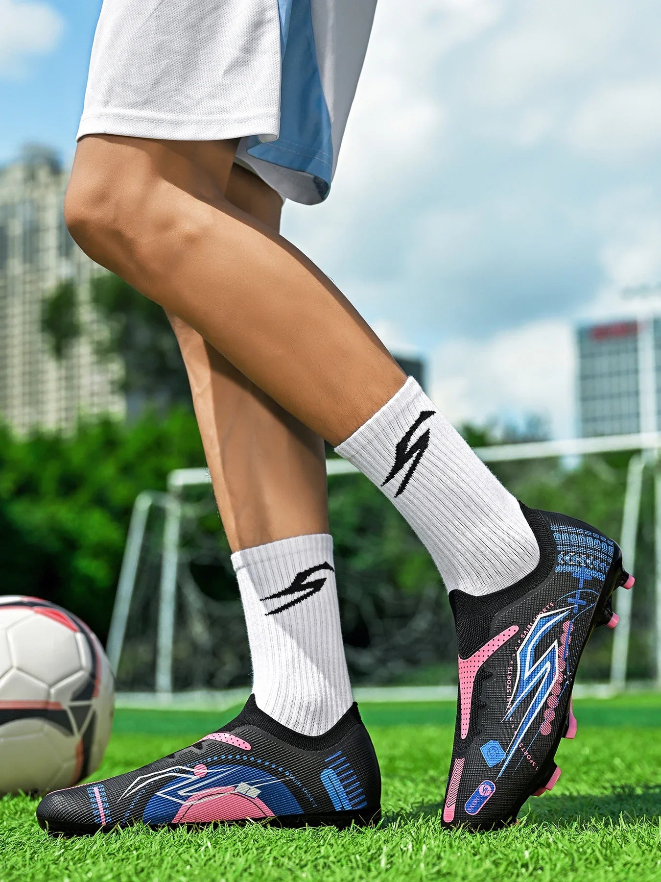 AG/FG Soccer Cleats Kids Youth Training Shoes PU Fabric Upper TPU Sole Non-Slip Wear-Resistant Firm Ground