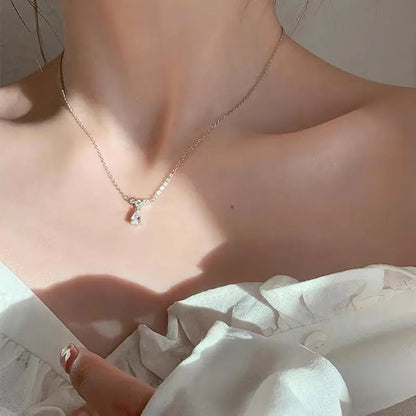 Heart Shape Pendant Necklaces Silver Color 5A Cubic Zirconia Minimalist Style Clavicle Chain Women And Girl Jewelry