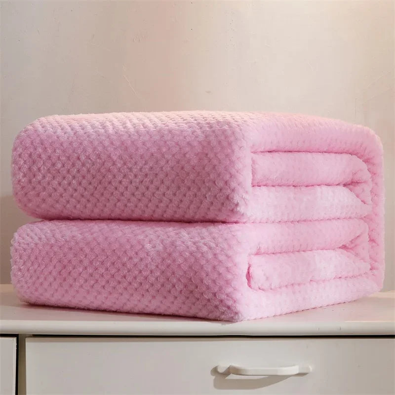 Fluffy Coral Velvet Blanket Flannel Plush Comfortable Thickened and Warm Soft Sofa Throw Blanket for Air-Conditioned Room Luxury