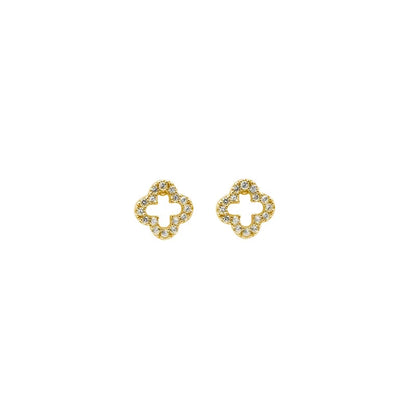925 Sterling Silver Romantic Full Zircon Flower Screw Bead Stud Earrings for Women Fashion Sweet Party Piercing Jewelry