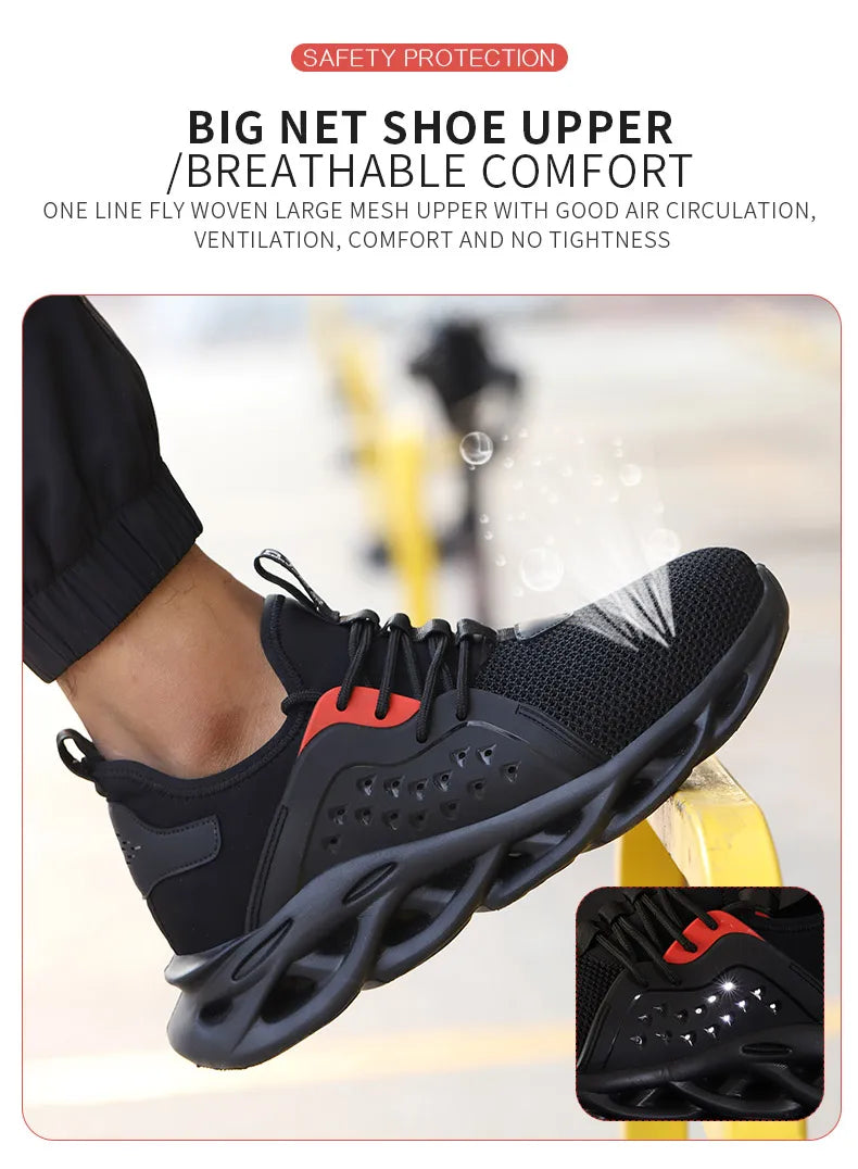 Comfortable Indestructible Safety Shoes Men Work Sneakers Light Security Boots Men Puncture-Proof Work Boots Steel Toe Shoes