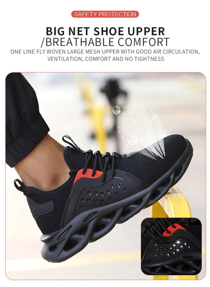 Comfortable Indestructible Safety Shoes Men Work Sneakers Light Security Boots Men Puncture-Proof Work Boots Steel Toe Shoes