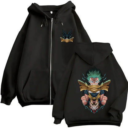 Japan Anime My Hero Academia Zip Up Hoodies Harajuku Fashion Manga Vintage Sweatshirt Men Women Fleece Oversized Tracksuit Coats