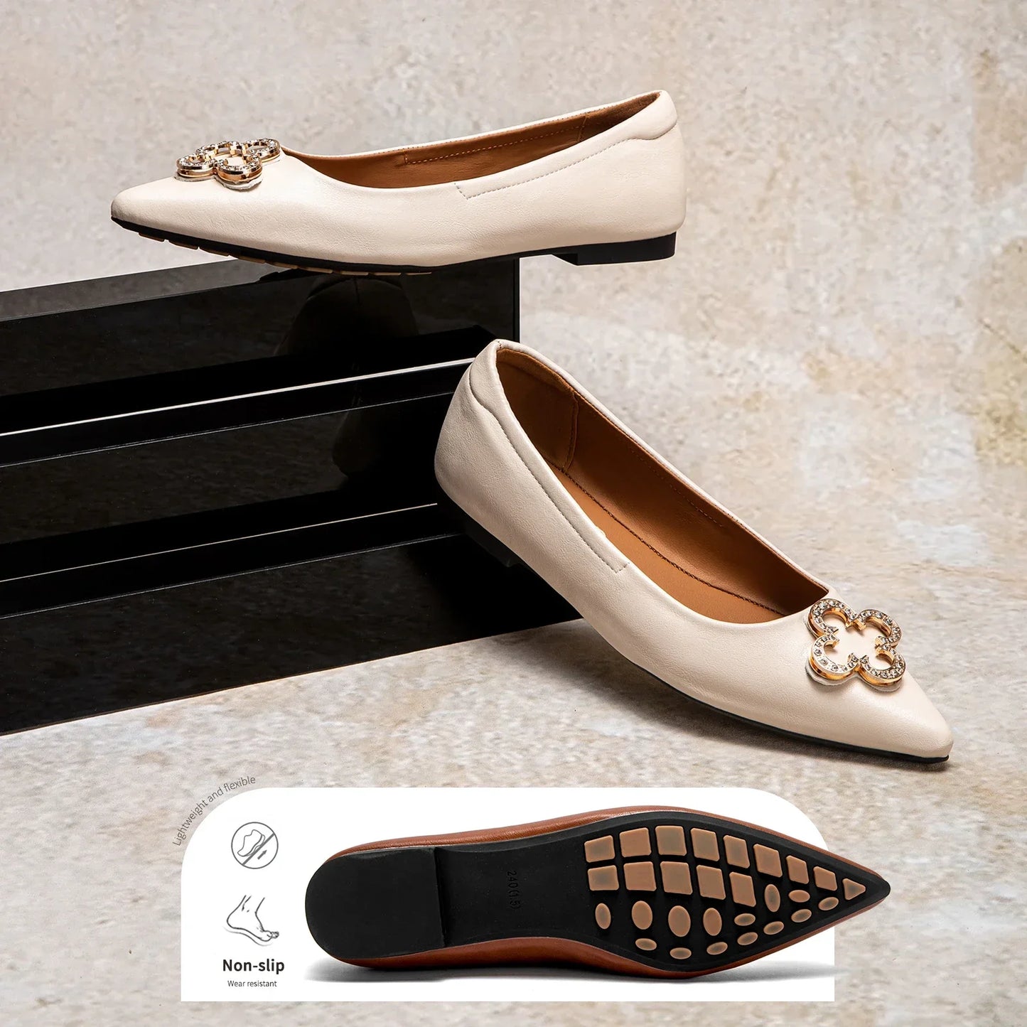 Women's Flat Shoes Summer New Pointed Black Business Women's Shoes Commuter CHCH 2025