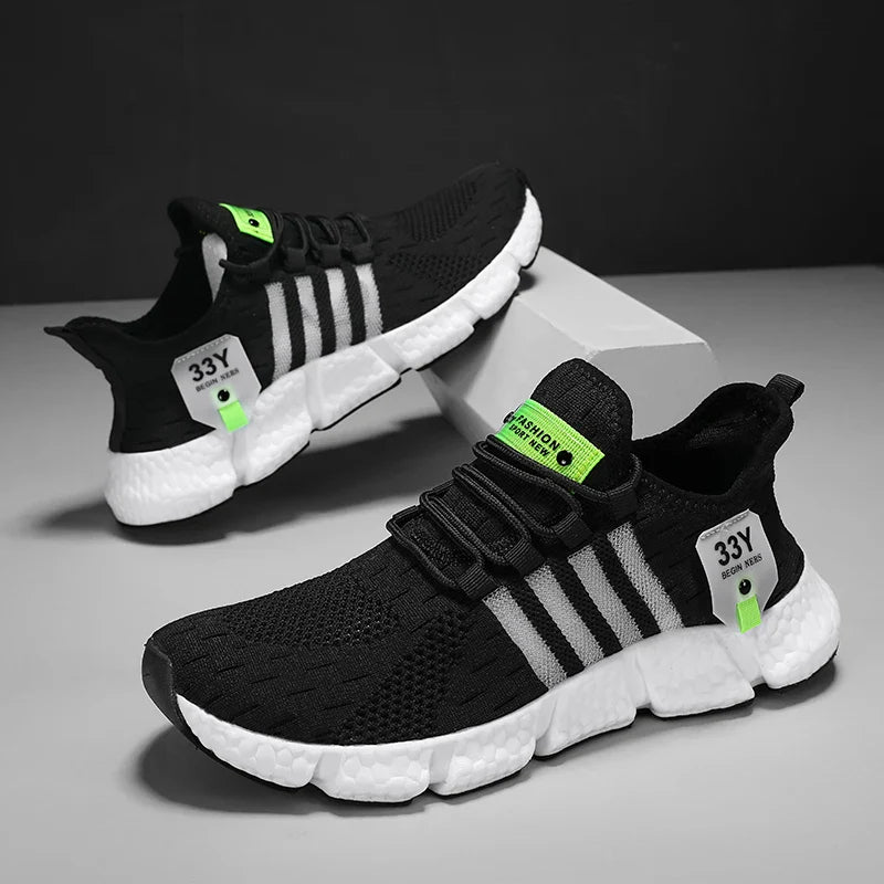 Breathable Mesh Men Shoes Trendy Lightweight Walking Flats Plus Size Male Tennis Sneakers Outdoor Running Fitness Shoes 2024