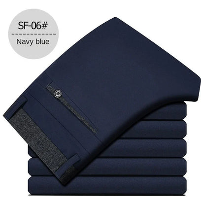 Fashion Men's Dress Pants Black Straight Business Casual Trousers Stretch Non-Ironing Slim Fit Formal Wear Suit Pants for Man