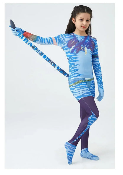 Avatar Costume for Kids Cosplay Alien Child Boy Girl Avatar The Way of Water Christmas Halloween Masquerade Party Dress Up