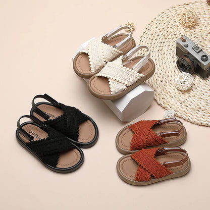 Girl Summer Sandals Classic Fashion Ethnic Style Kids Beach Sandals Fashion Open-toe Versatile Children Non-slip Causal Shoes