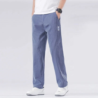 Spring Summer Thin Lyocell Casual Pants Men Loose Straight Fashion Stretch Korean Classic Trousers Men's Clothing Size M-5XL