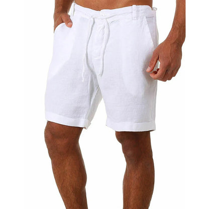 New Men's Cotton Linen shorts Pants Male Summer Breathable Solid Color Linen Trousers Fitness Streetwear S-4XL