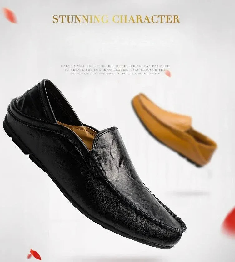 Men Leather Loafers Comfortable Slip On Shoes Breathable Lightweight Walking Shoes for Big Size 47 Casual Soft Driving Shoes