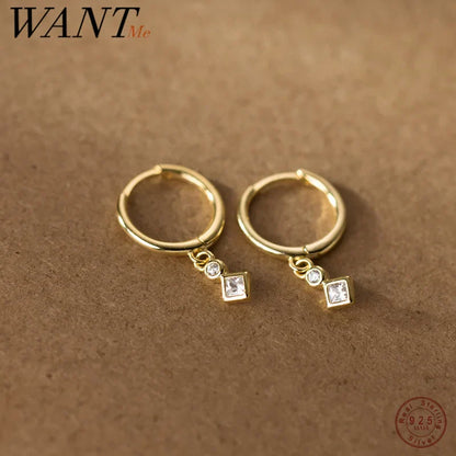 925 Sterling Silver Luxury Zircon Statement Charms Drop Earrings for Women Fashion European Huggies Party Dangle Jewelry