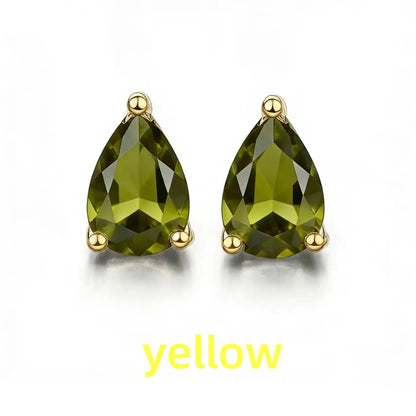 Rose Gold Yellow Gold Plated Oval Natural Amethyst Citrine Garnet Topaz Peridot 925 Sterling Silver Earrings for Women