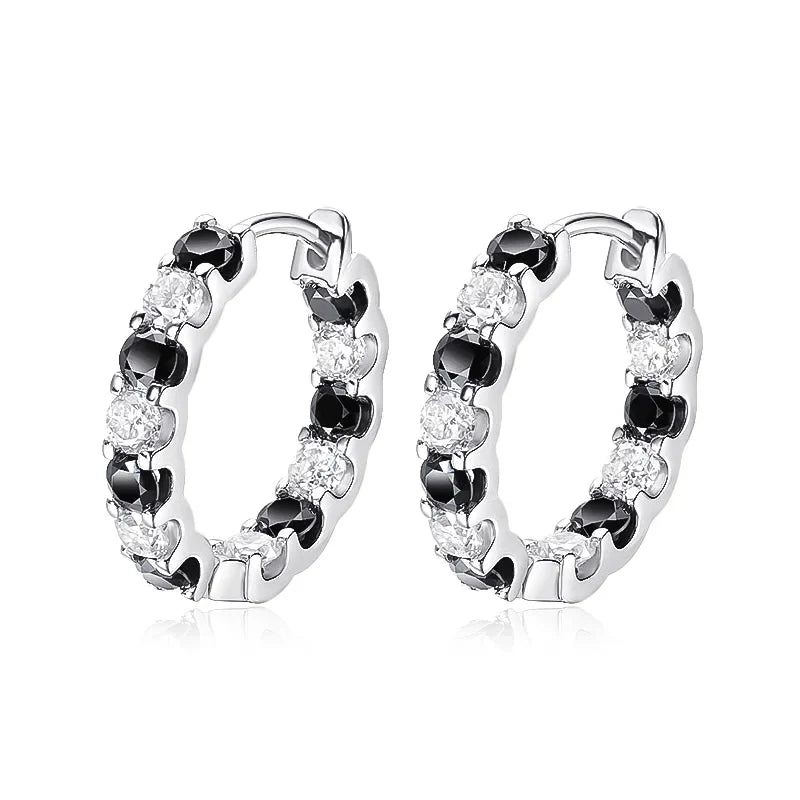 100% 925 Sterling Silver 3mm Real Moissanite Hoop Earrings For Men Women 2023 Trending Luxury Wedding Party Fine Jewelry