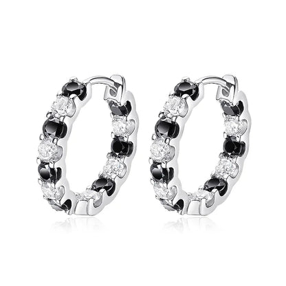 100% 925 Sterling Silver 3mm Real Moissanite Hoop Earrings For Men Women 2023 Trending Luxury Wedding Party Fine Jewelry