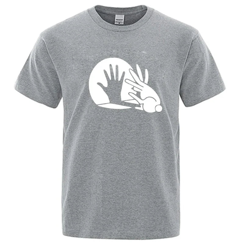 Men's High Quality T-shirt Cotton Blend Funny Shadow Puppet Design Print Summer Casual Loose O-neck for Male T-shirt Tops Tees